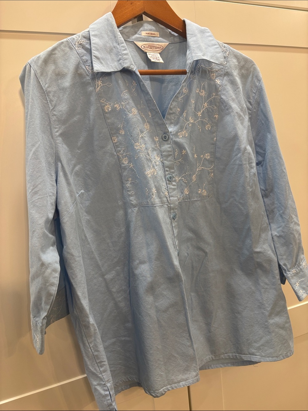 100% Cotton Northern Reflections Pale Blue Embroidered Tunic